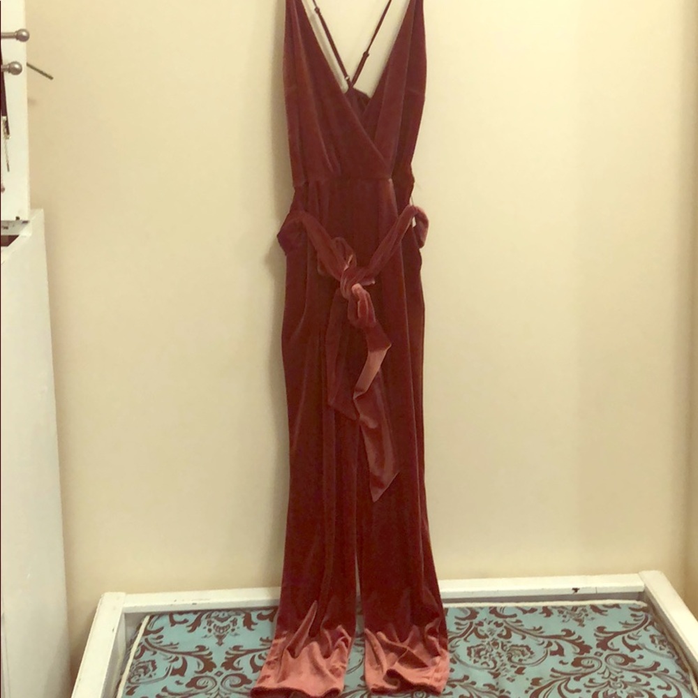 Burgundy Velvet Express Jumpsuit
